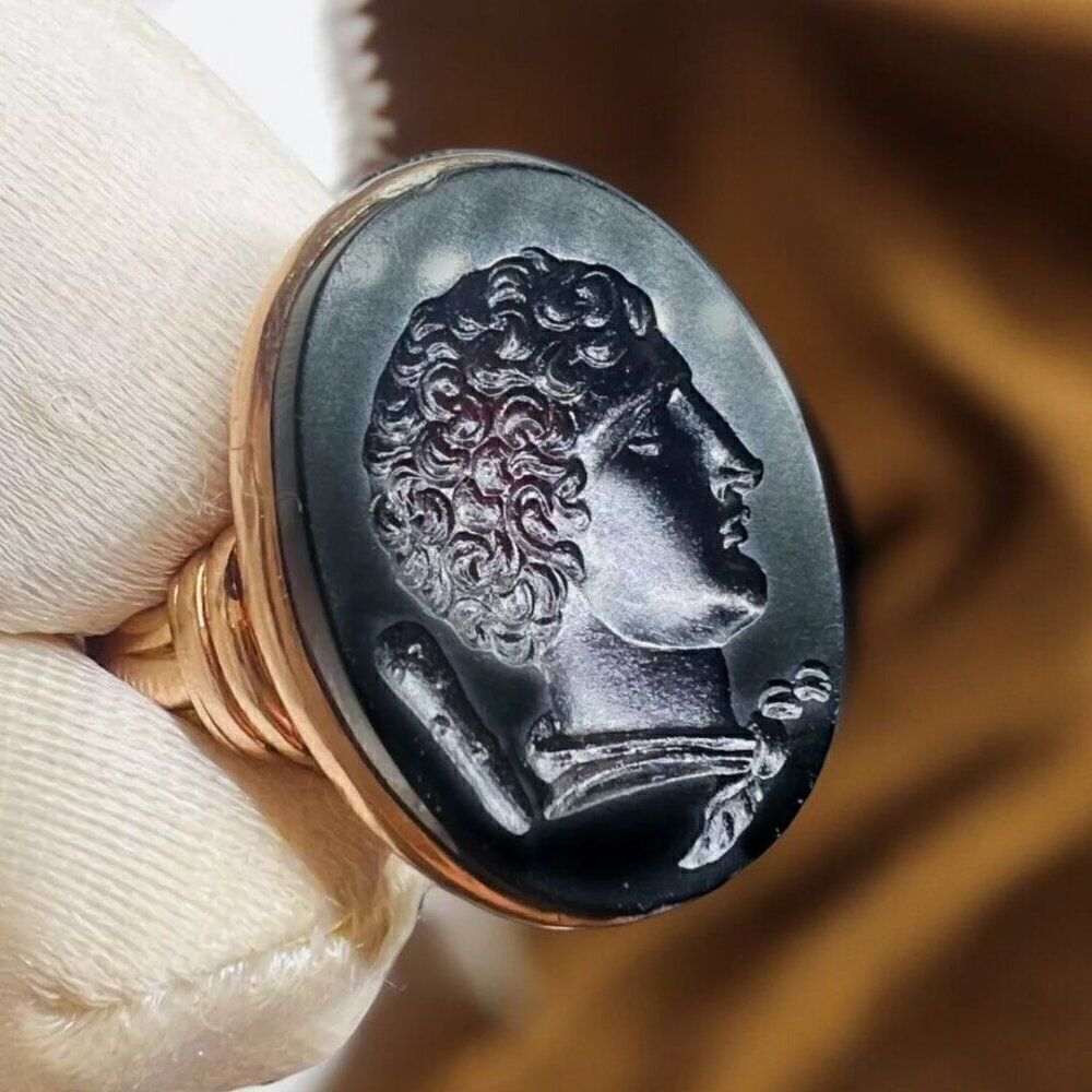 ANTIQUE-Georgian Gold Intaglio Ring-Hercules Carnelian Ring-size 6.5 Late 1700's